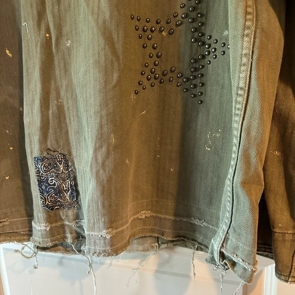 Free People We The Free Selene Studded Military Jacket in Olive Green - Picture 10 of 10